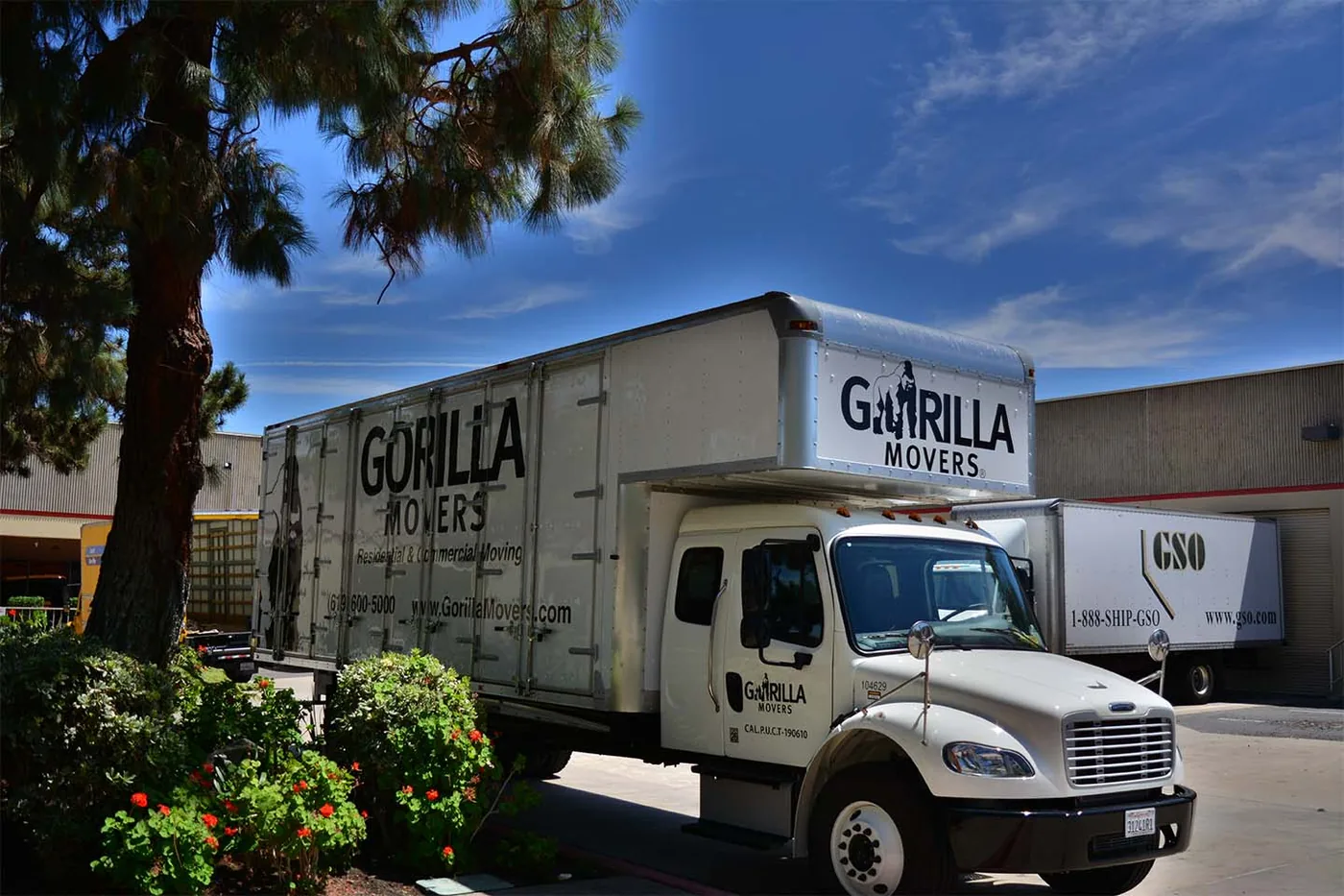 Gorilla Movers truck parked under the San Diego sun